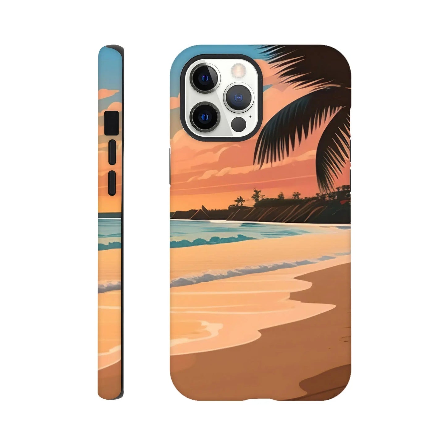 Smartphone-Hülle "Hart" - Strandlandschaft - Digitaler Stil, KI-Kunst, Landschaften, iPhone-12-Pro-Max - RolConArt