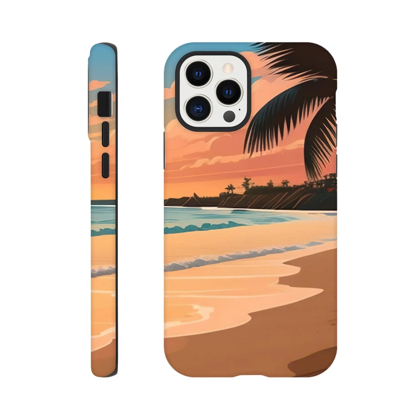 Smartphone-Hülle "Hart" - Strandlandschaft - Digitaler Stil, KI-Kunst, Landschaften, iPhone-12-Pro - RolConArt