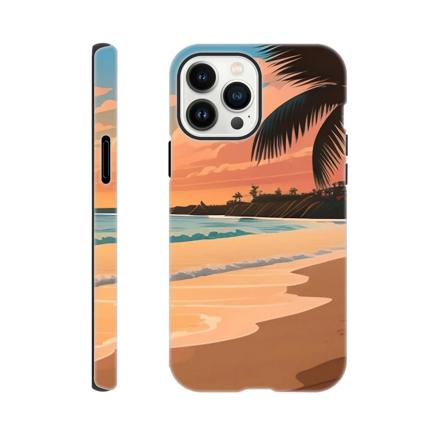 Smartphone-Hülle "Hart" - Strandlandschaft - Digitaler Stil, KI-Kunst, Landschaften, iPhone-13-Pro-Max - RolConArt