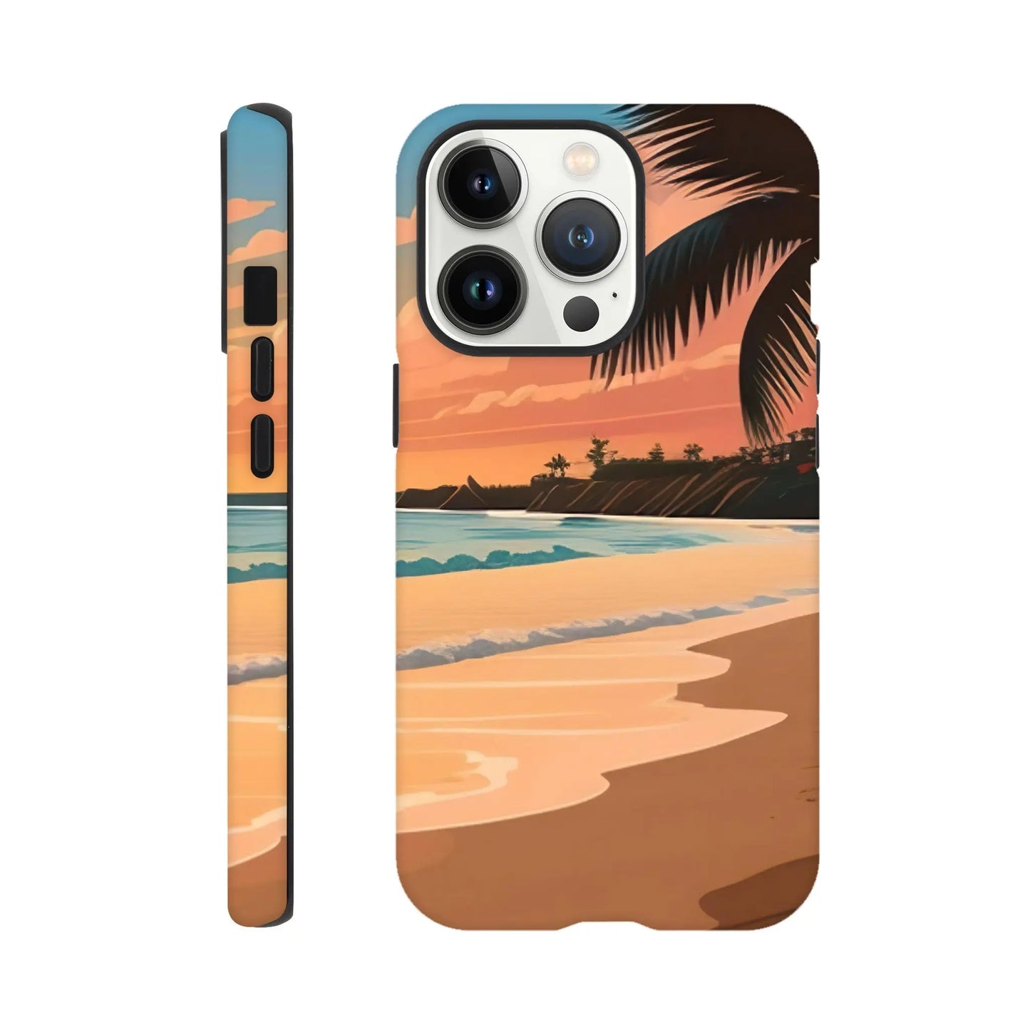 Smartphone-Hülle "Hart" - Strandlandschaft - Digitaler Stil, KI-Kunst, Landschaften, iPhone-13-Pro - RolConArt