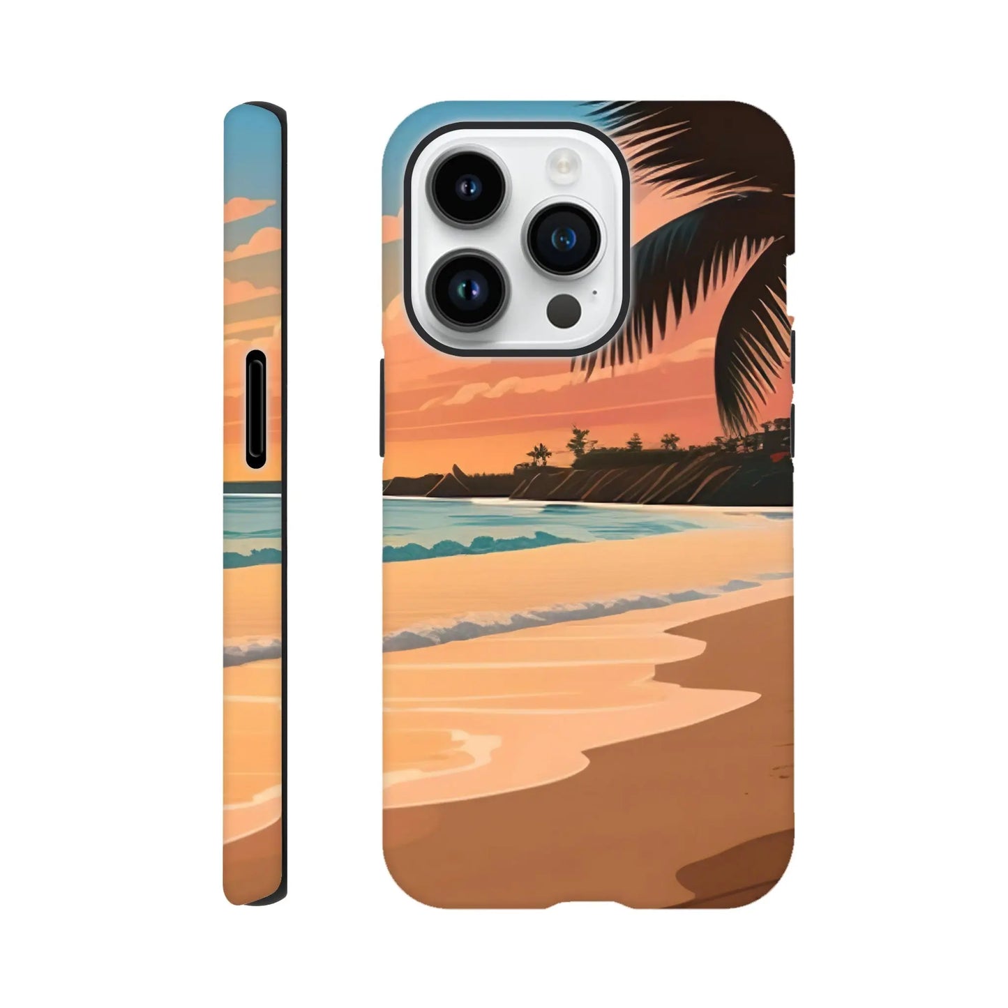 Smartphone-Hülle "Hart" - Strandlandschaft - Digitaler Stil, KI-Kunst, Landschaften, iPhone-14-Pro - RolConArt