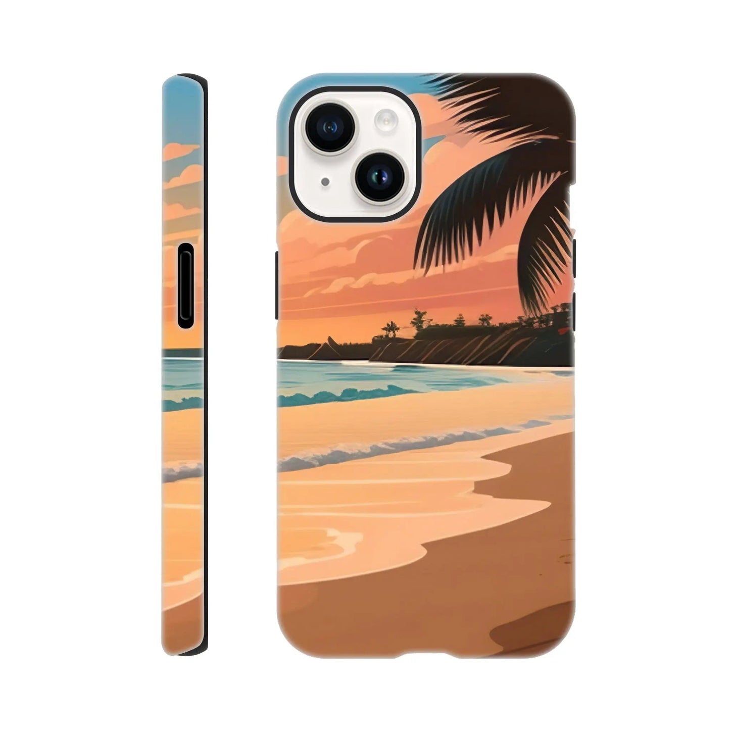 Smartphone-Hülle "Hart" - Strandlandschaft - Digitaler Stil, KI-Kunst, Landschaften, iPhone-14 - RolConArt