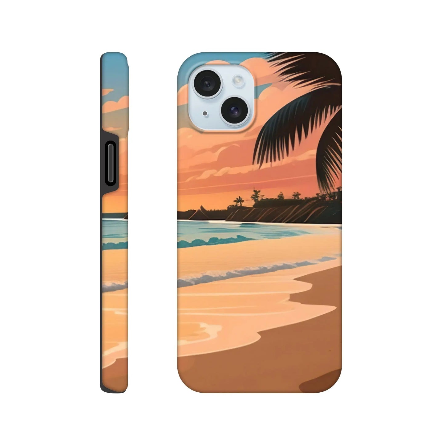 Smartphone-Hülle "Hart" - Strandlandschaft - Digitaler Stil, KI-Kunst, Landschaften, iPhone-15-Plus - RolConArt