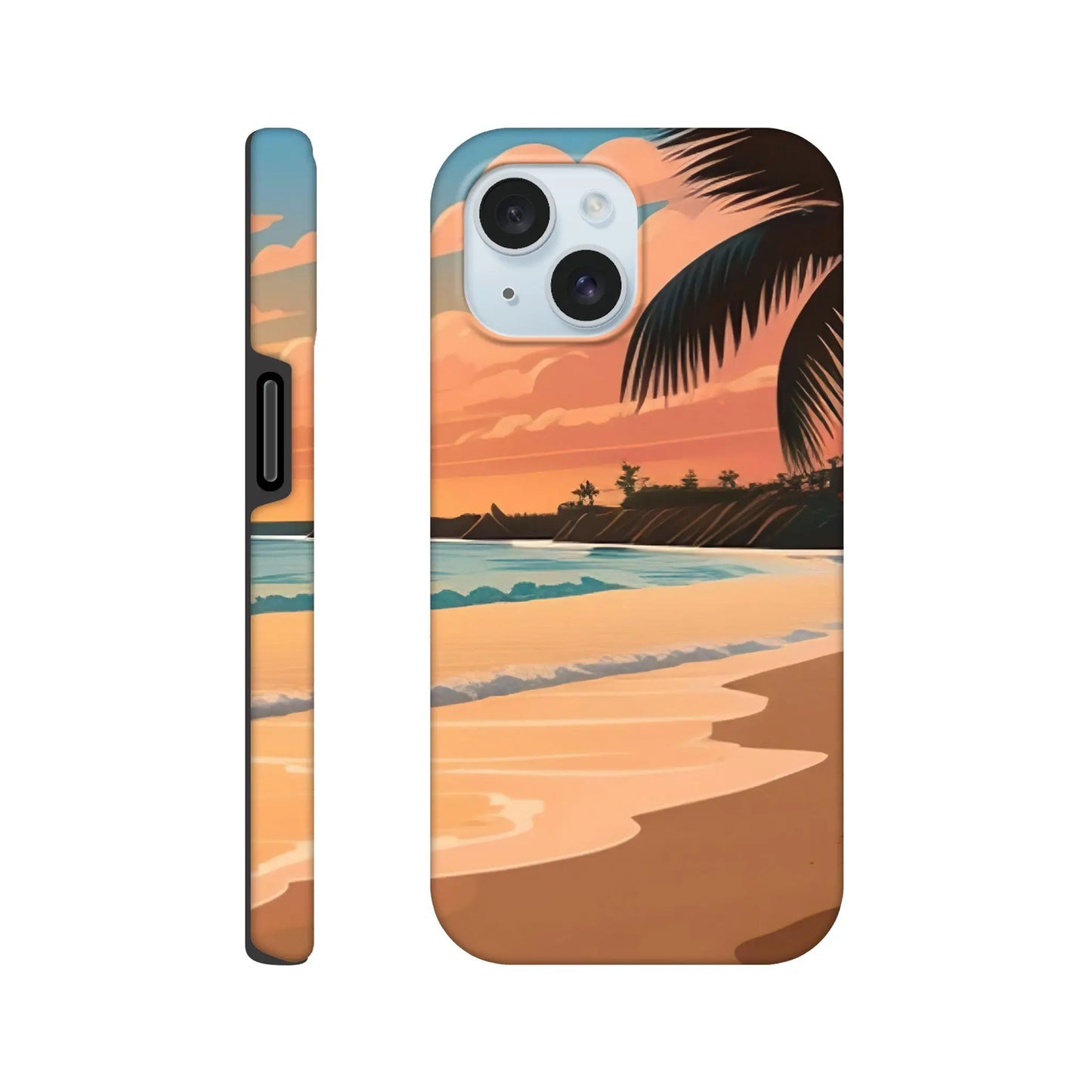 Smartphone-Hülle "Hart" - Strandlandschaft - Digitaler Stil, KI-Kunst, Landschaften, iPhone-15 - RolConArt