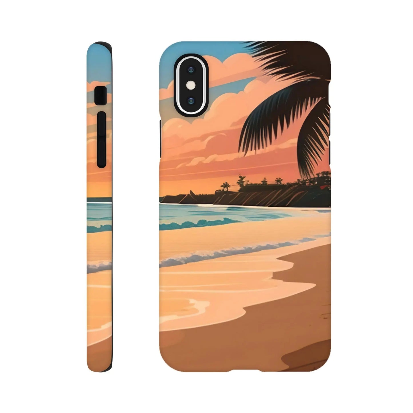 Smartphone-Hülle "Hart" - Strandlandschaft - Digitaler Stil, KI-Kunst, Landschaften, iPhone-XS - RolConArt