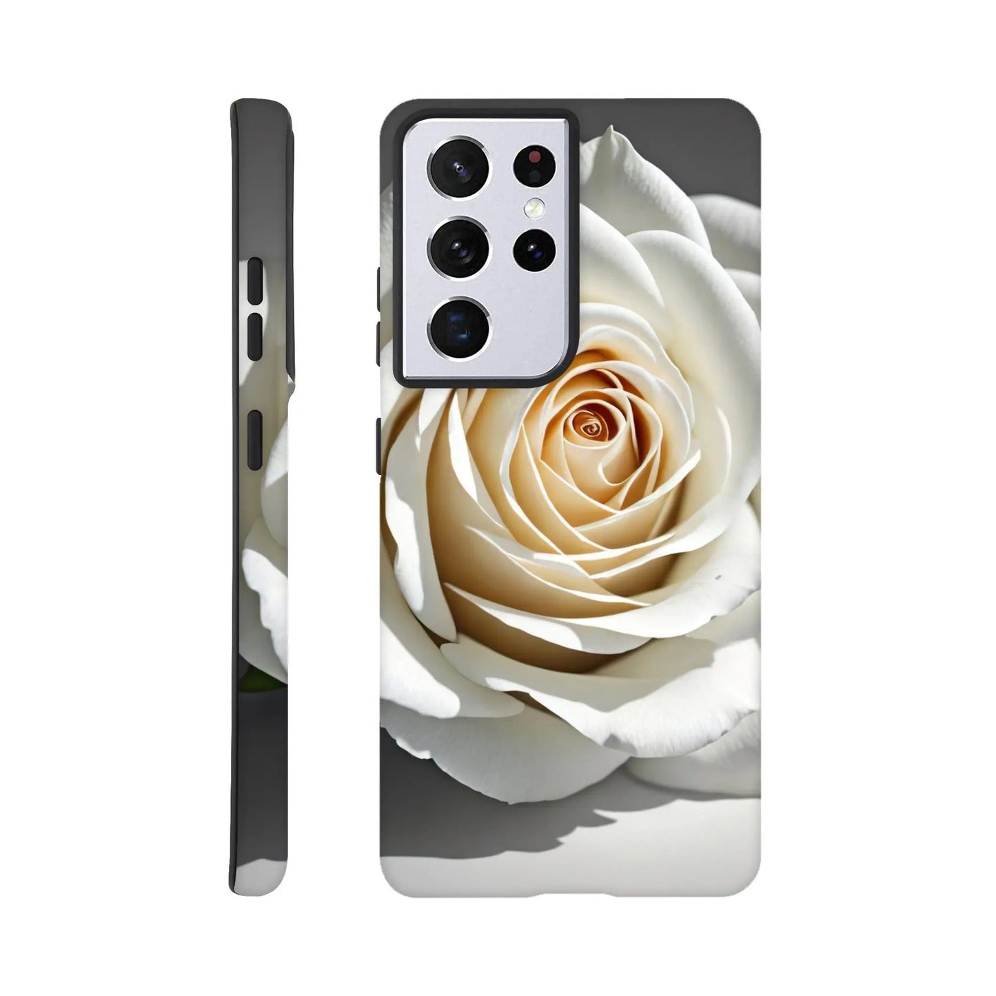 Smartphone-Hülle "Hart" - Weiße Rose - Foto Stil, KI-Kunst, Pflanzen, Galaxy-S21-Ultra - RolConArt