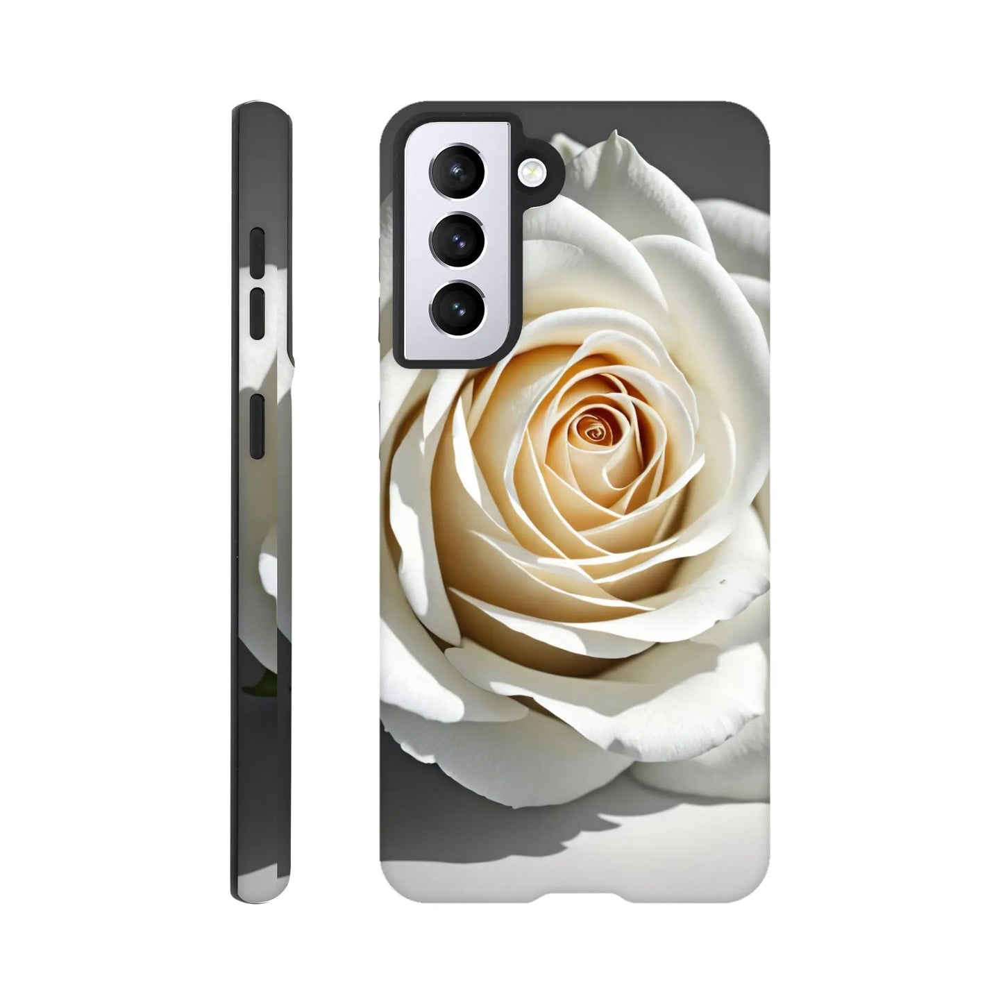 Smartphone-Hülle "Hart" - Weiße Rose - Foto Stil, KI-Kunst, Pflanzen, Galaxy-S21 - RolConArt