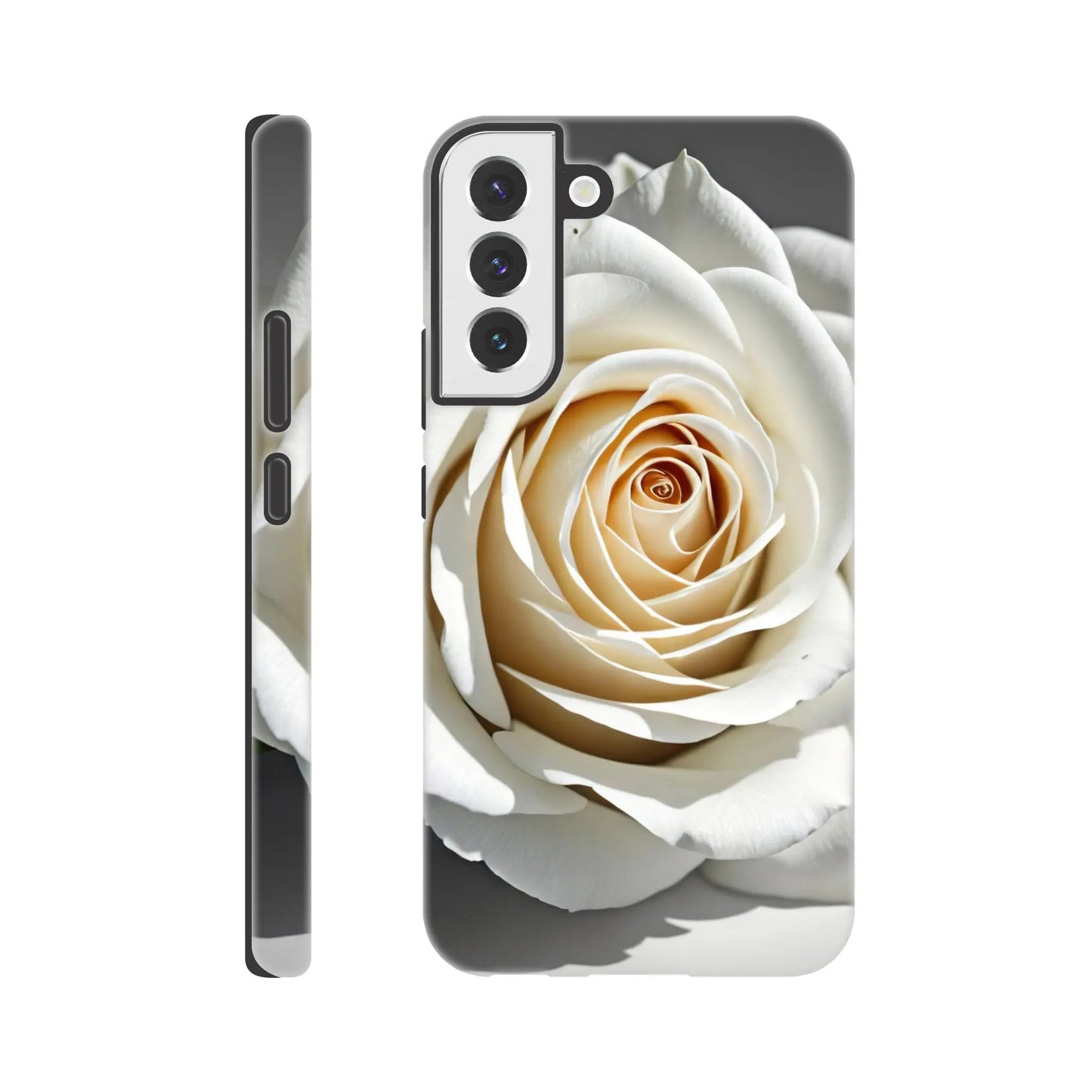 Smartphone-Hülle "Hart" - Weiße Rose - Foto Stil, KI-Kunst, Pflanzen, Galaxy-S22-Plus - RolConArt