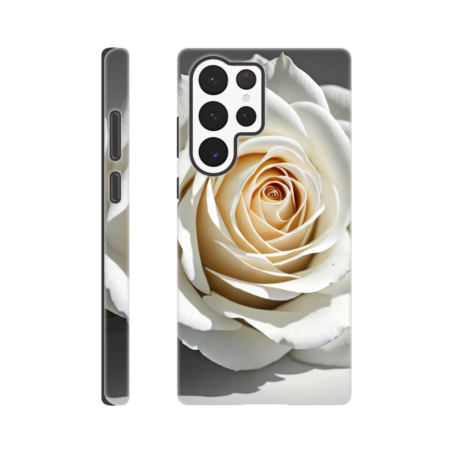 Smartphone-Hülle "Hart" - Weiße Rose - Foto Stil, KI-Kunst, Pflanzen, Galaxy-S22-Ultra - RolConArt