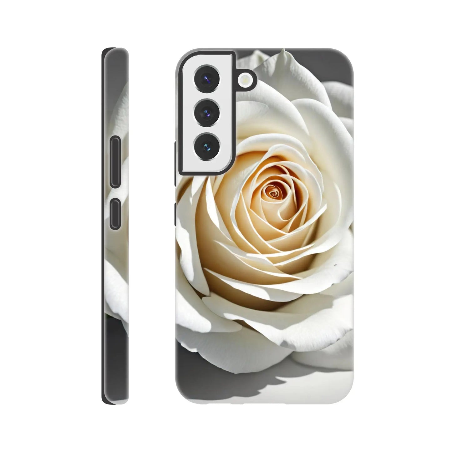 Smartphone-Hülle "Hart" - Weiße Rose - Foto Stil, KI-Kunst, Pflanzen, Galaxy-S22 - RolConArt