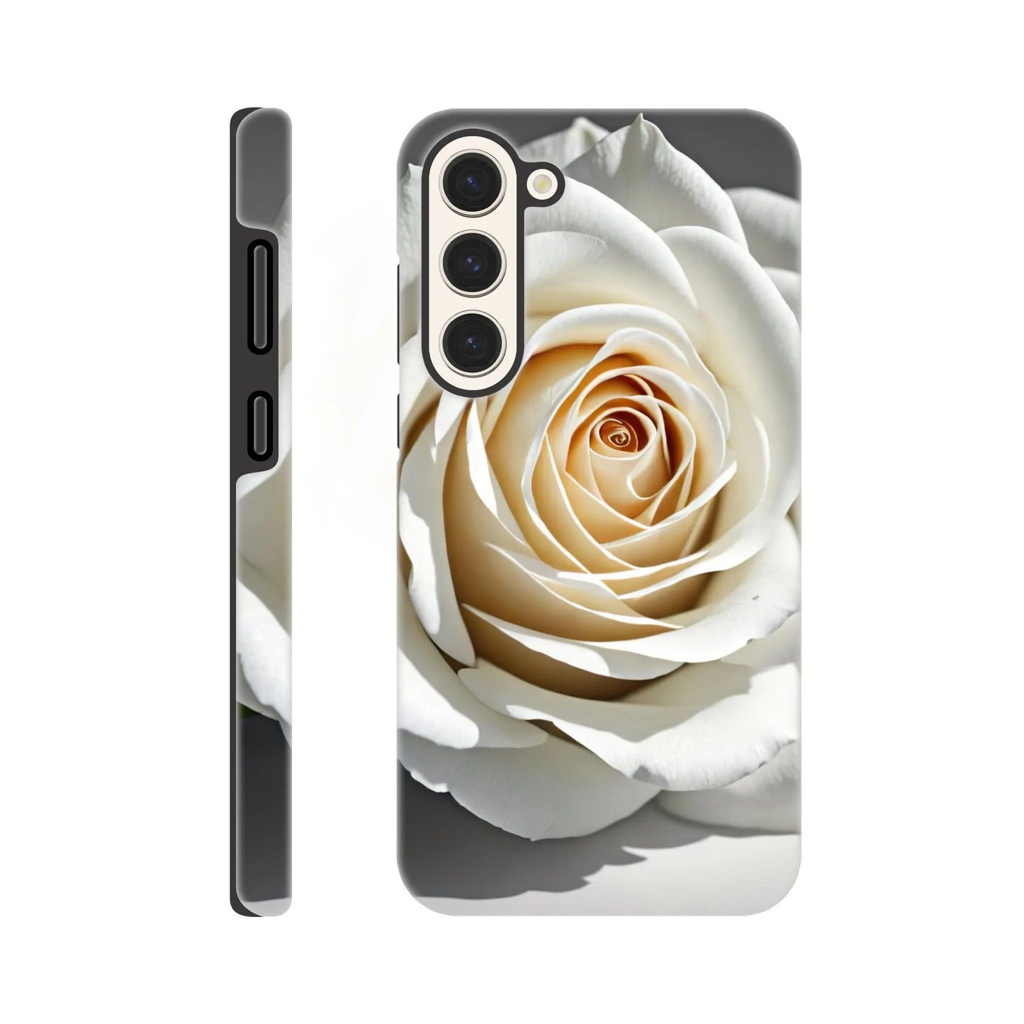 Smartphone-Hülle "Hart" - Weiße Rose - Foto Stil, KI-Kunst, Pflanzen, Galaxy-S23-Plus - RolConArt