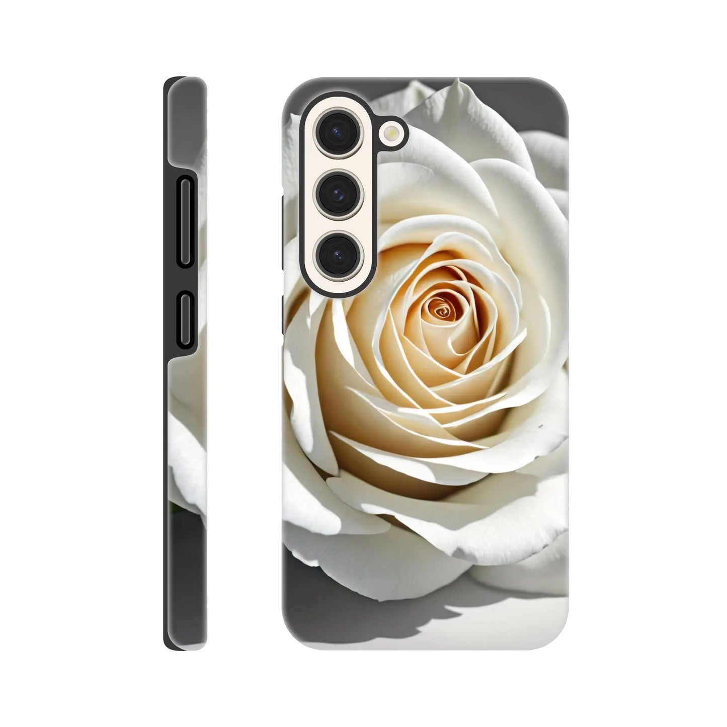 Smartphone-Hülle "Hart" - Weiße Rose - Foto Stil, KI-Kunst, Pflanzen, Galaxy-S23 - RolConArt