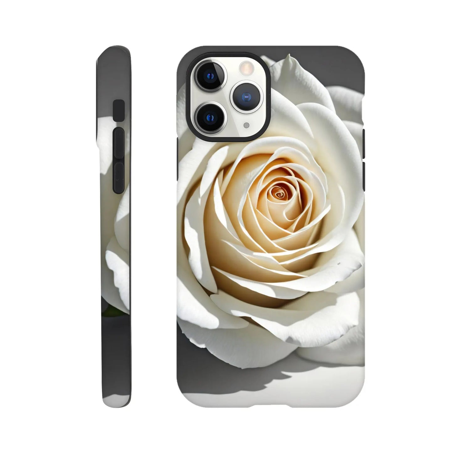 Smartphone-Hülle "Hart" - Weiße Rose - Foto Stil, KI-Kunst, Pflanzen, iPhone-11-Pro - RolConArt