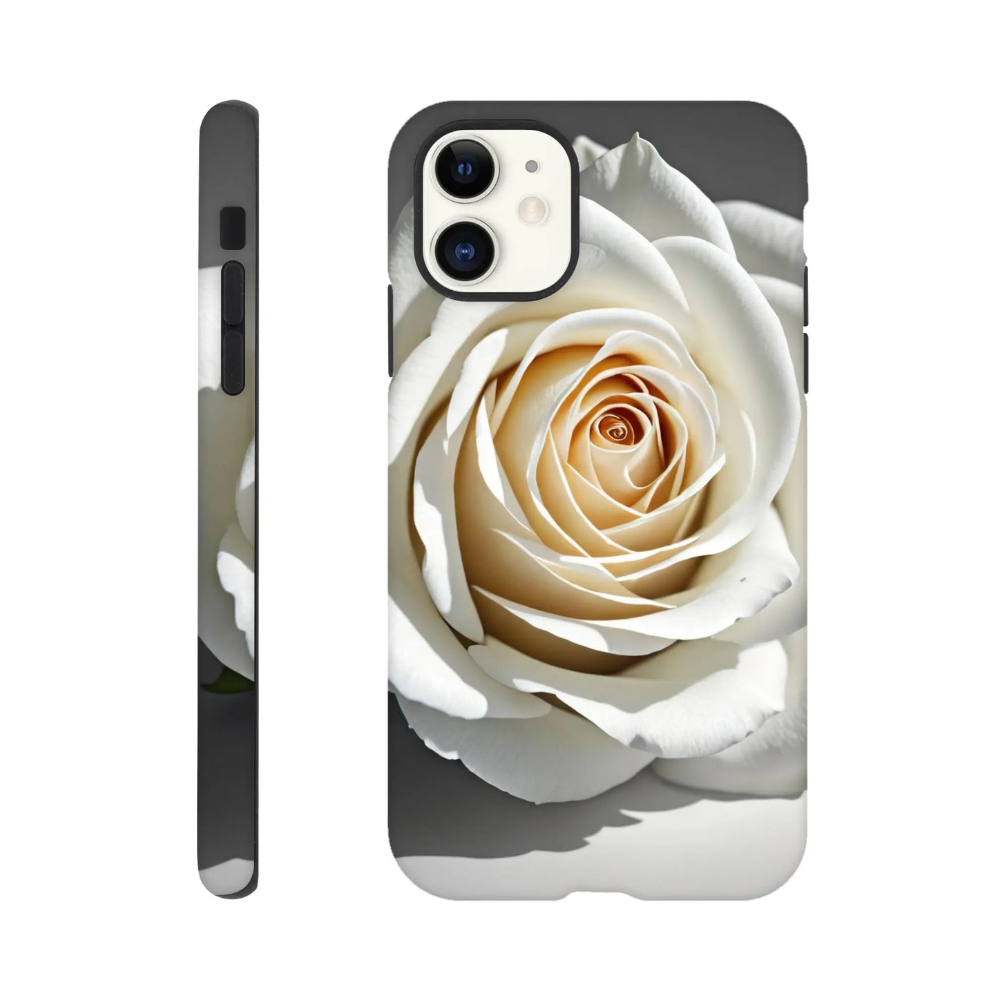 Smartphone-Hülle "Hart" - Weiße Rose - Foto Stil, KI-Kunst, Pflanzen, iPhone-11 - RolConArt