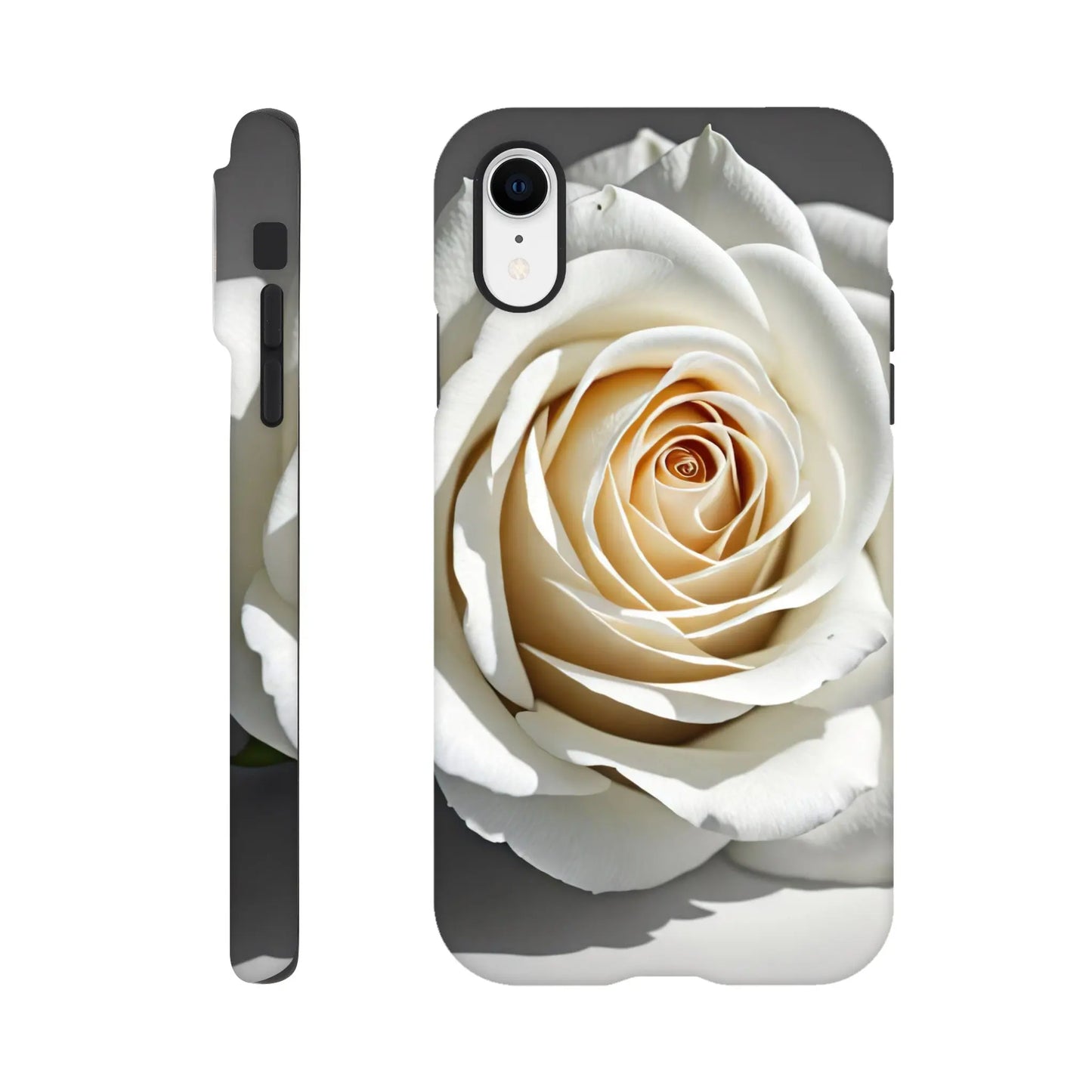 Smartphone-Hülle "Hart" - Weiße Rose - Foto Stil, KI-Kunst, Pflanzen, iPhone-XR - RolConArt