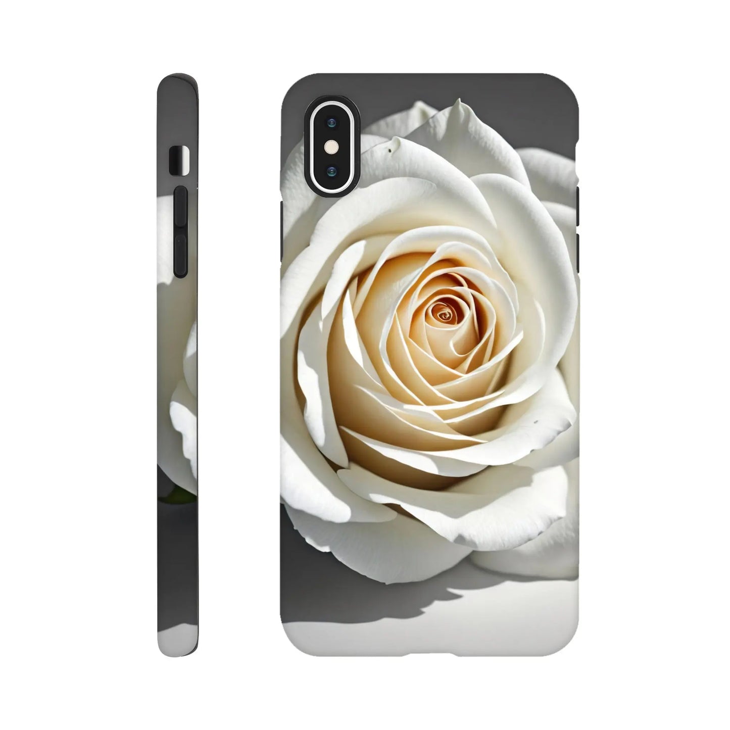 Smartphone-Hülle "Hart" - Weiße Rose - Foto Stil, KI-Kunst, Pflanzen, iPhone-XS-Max - RolConArt