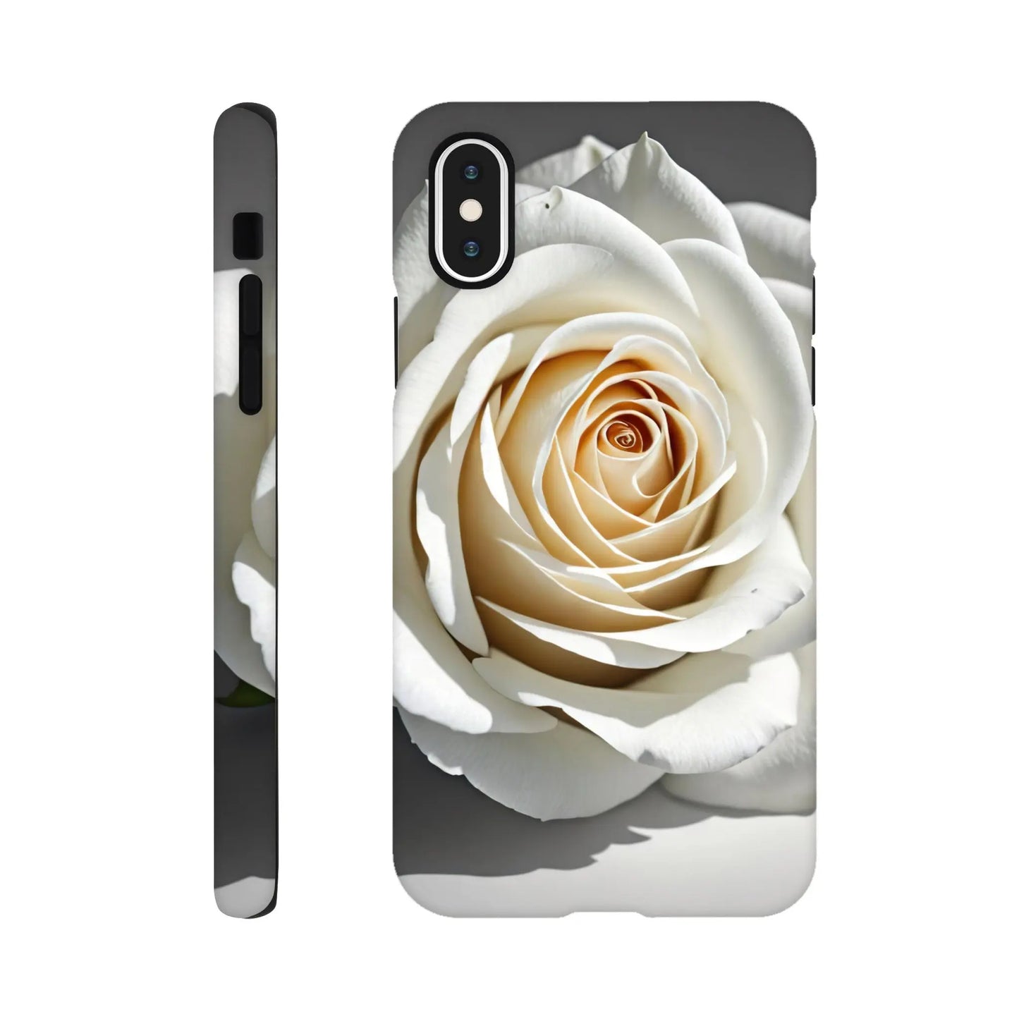 Smartphone-Hülle "Hart" - Weiße Rose - Foto Stil, KI-Kunst, Pflanzen, iPhone-XS - RolConArt