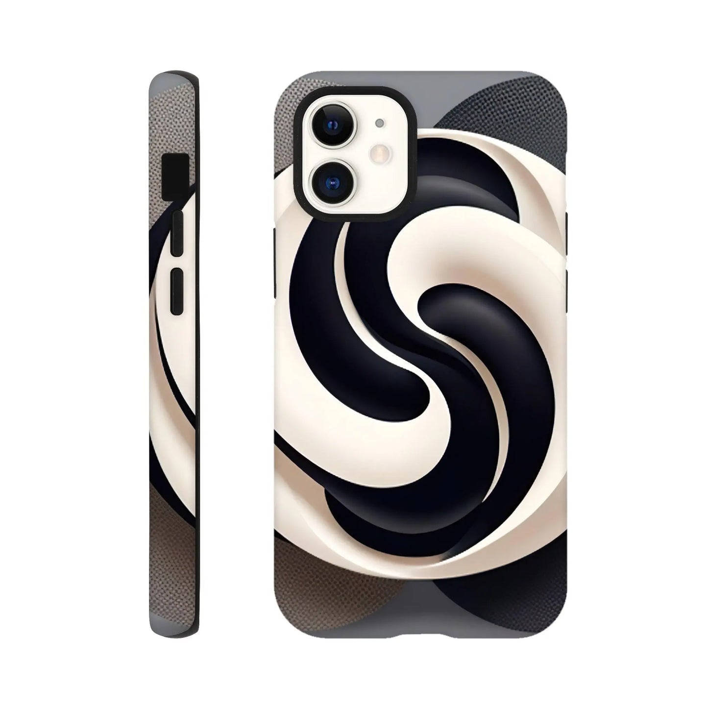 Smartphone-Hülle "Hart" - Yin Yang - Digitaler Stil, KI-Kunst, Kreative Vielfalt, iPhone-12-Mini - RolConArt