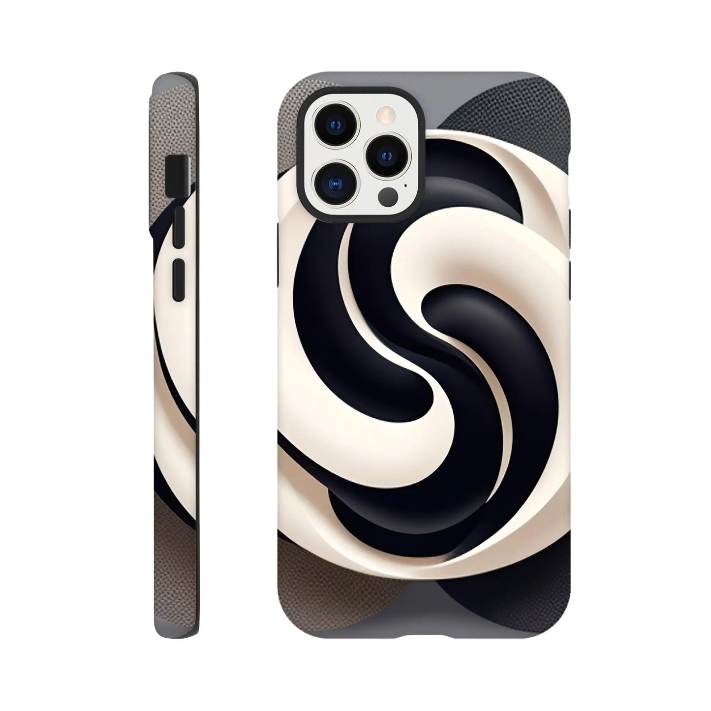 Smartphone-Hülle "Hart" - Yin Yang - Digitaler Stil, KI-Kunst, Kreative Vielfalt, iPhone-12-Pro - RolConArt