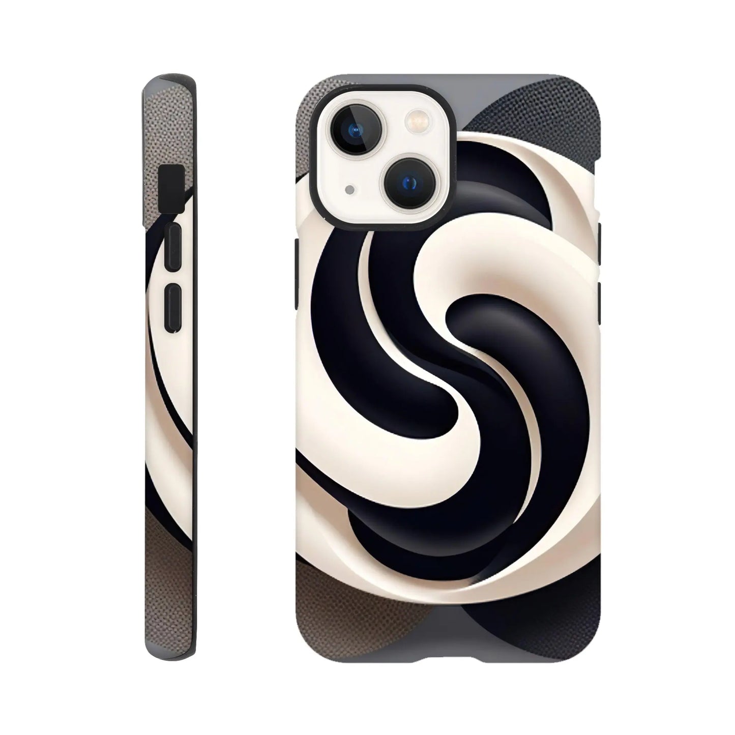 Smartphone-Hülle "Hart" - Yin Yang - Digitaler Stil, KI-Kunst, Kreative Vielfalt, iPhone-13-Mini - RolConArt