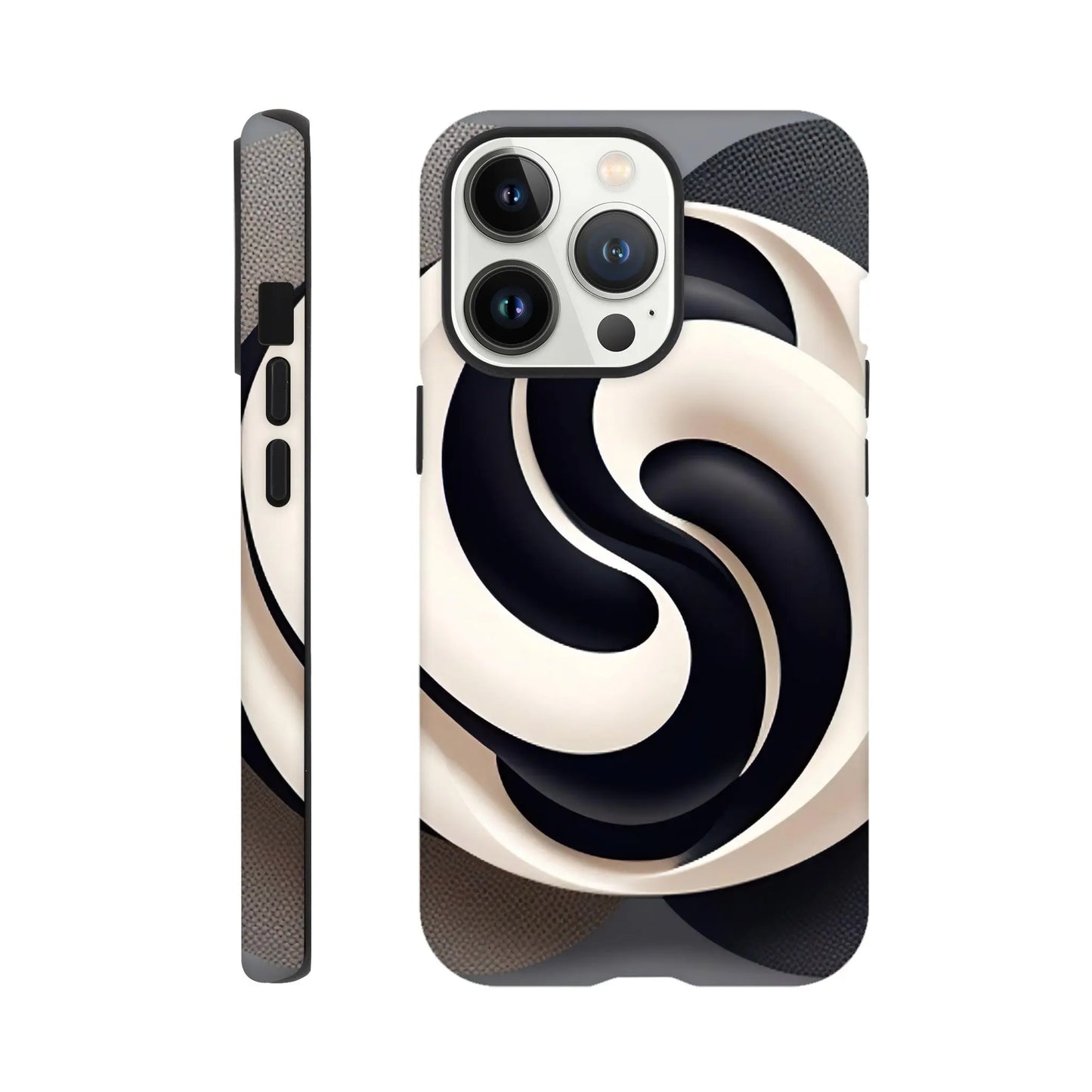 Smartphone-Hülle "Hart" - Yin Yang - Digitaler Stil, KI-Kunst, Kreative Vielfalt, iPhone-13-Pro - RolConArt