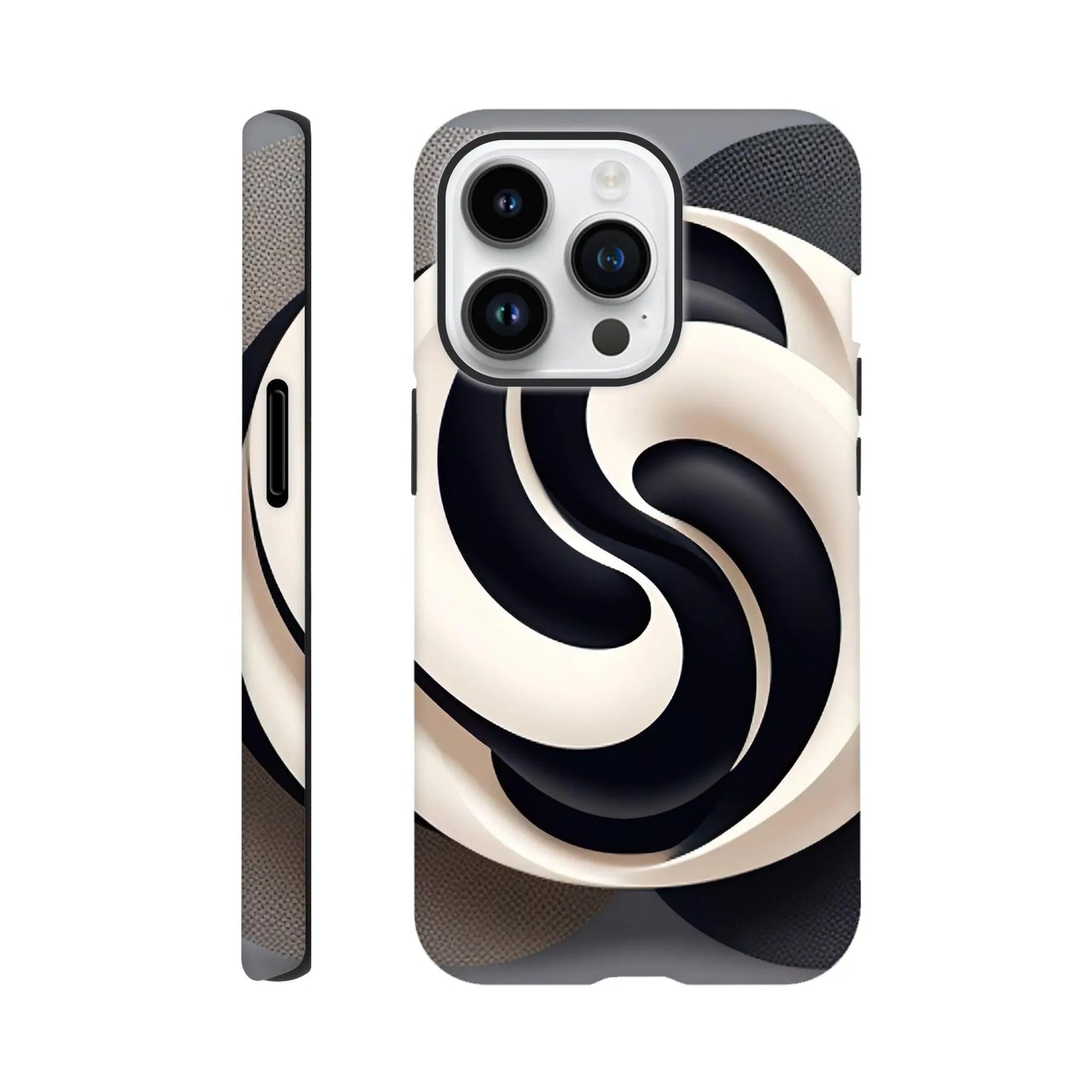 Smartphone-Hülle "Hart" - Yin Yang - Digitaler Stil, KI-Kunst, Kreative Vielfalt, iPhone-14-Pro - RolConArt