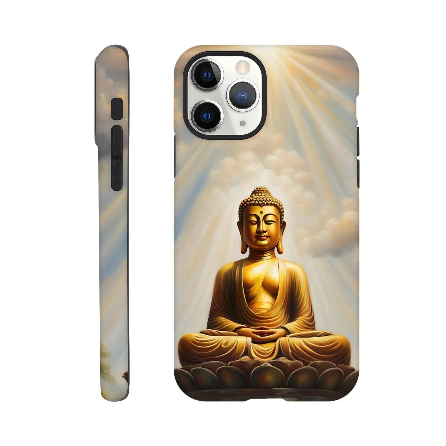 Smartphone-Hülle "Hart" - Buddha - Malerischer Stil, KI-Kunst RolConArt, Spirituelle Vielfalt, iPhone-11-Pro