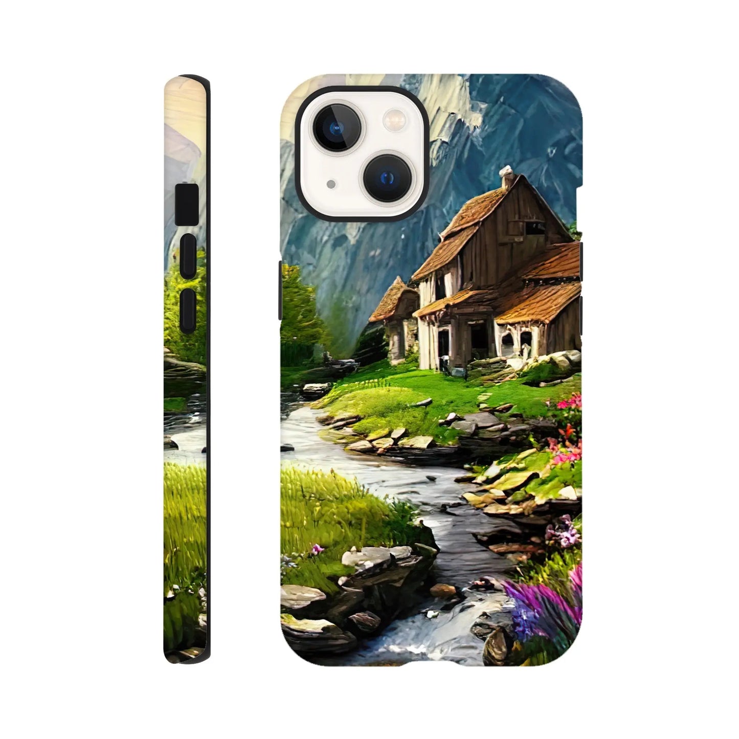 Smartphone-Hülle "Hart" - Berglandschaft - Malerischer Stil, KI-Kunst RolConArt, Landschaften, iPhone-13