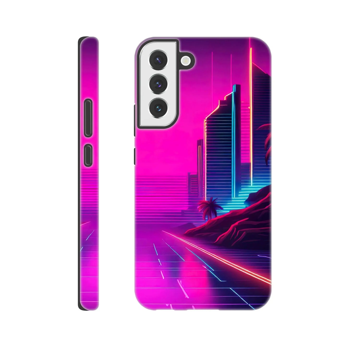 Smartphone-Hülle "Hart" - Stadtlandschaft - Neon Stil, KI-Kunst RolConArt, Neon, Galaxy-S22-Plus