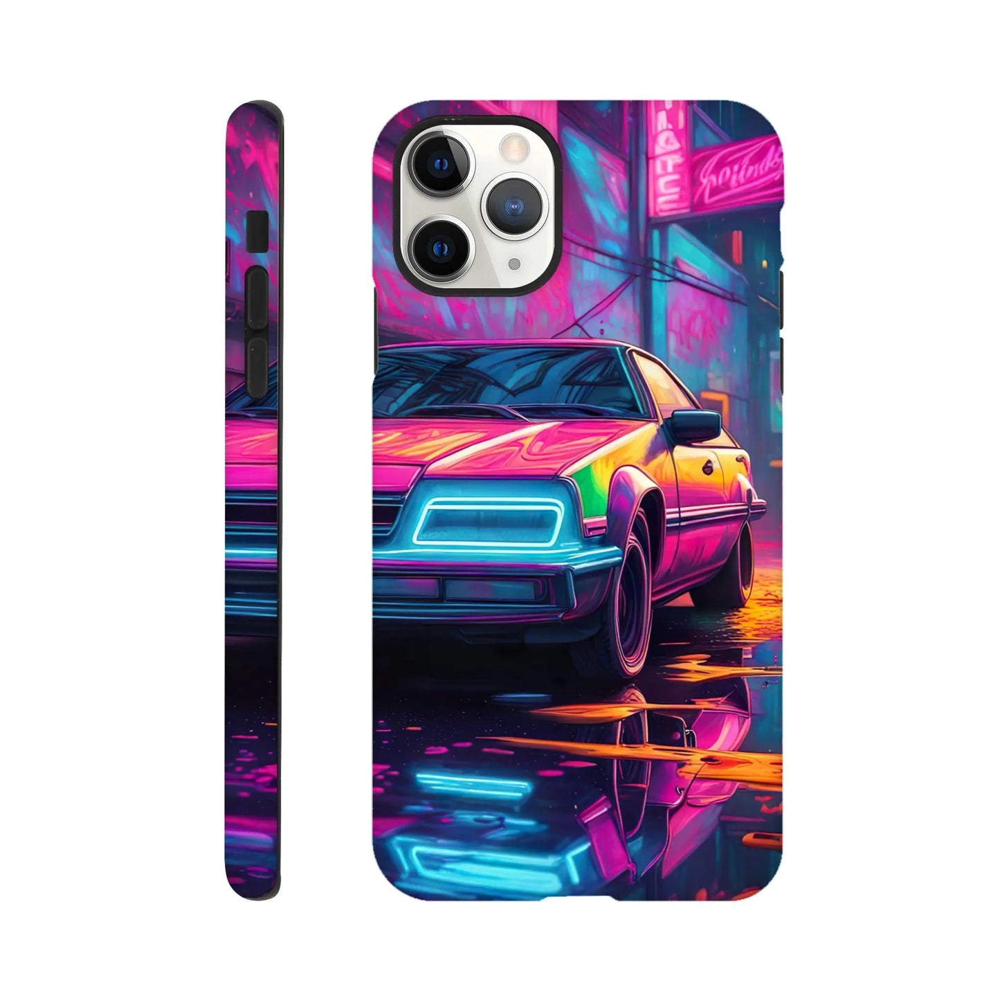 Smartphone-Hülle "Hart" - Retro Auto - Neon Stil, KI-Kunst RolConArt, Neon, iPhone-11-Pro-Max