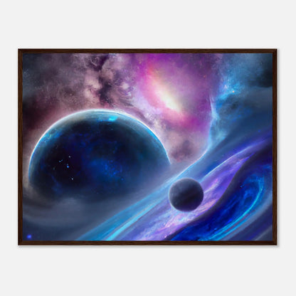 Gerahmtes Premium-Poster - Planet, Weltraum - Digitaler Stil, KI-Kunst - RolConArt, Sci-Fi, 60x80-cm-24x32-Dunkles-Holz