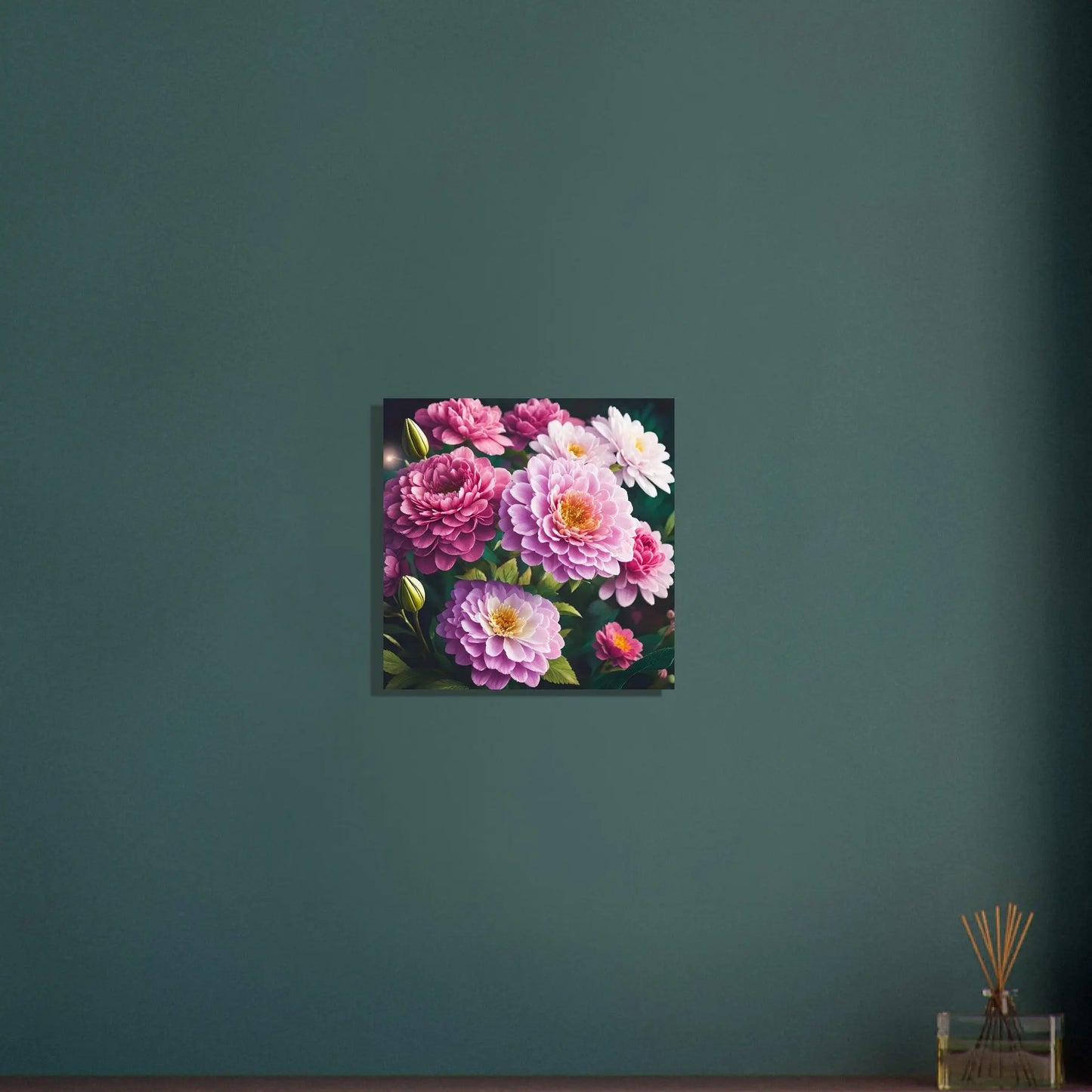 Aluminiumdruck - Blumen Vielfalt - Foto Stil, KI-Kunst - RolConArt, Pflanzen, 40x40-cm-16x16