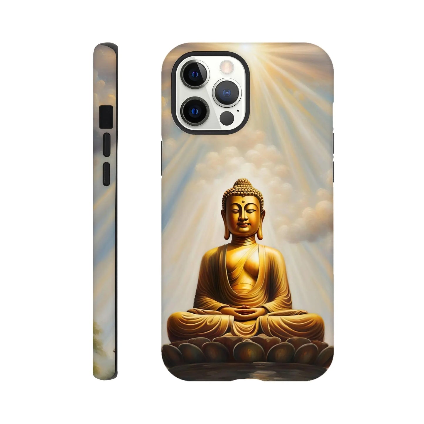 Smartphone-Hülle "Hart" - Buddha - Malerischer Stil, KI-Kunst RolConArt, Spirituelle Vielfalt, iPhone-12-Pro-Max