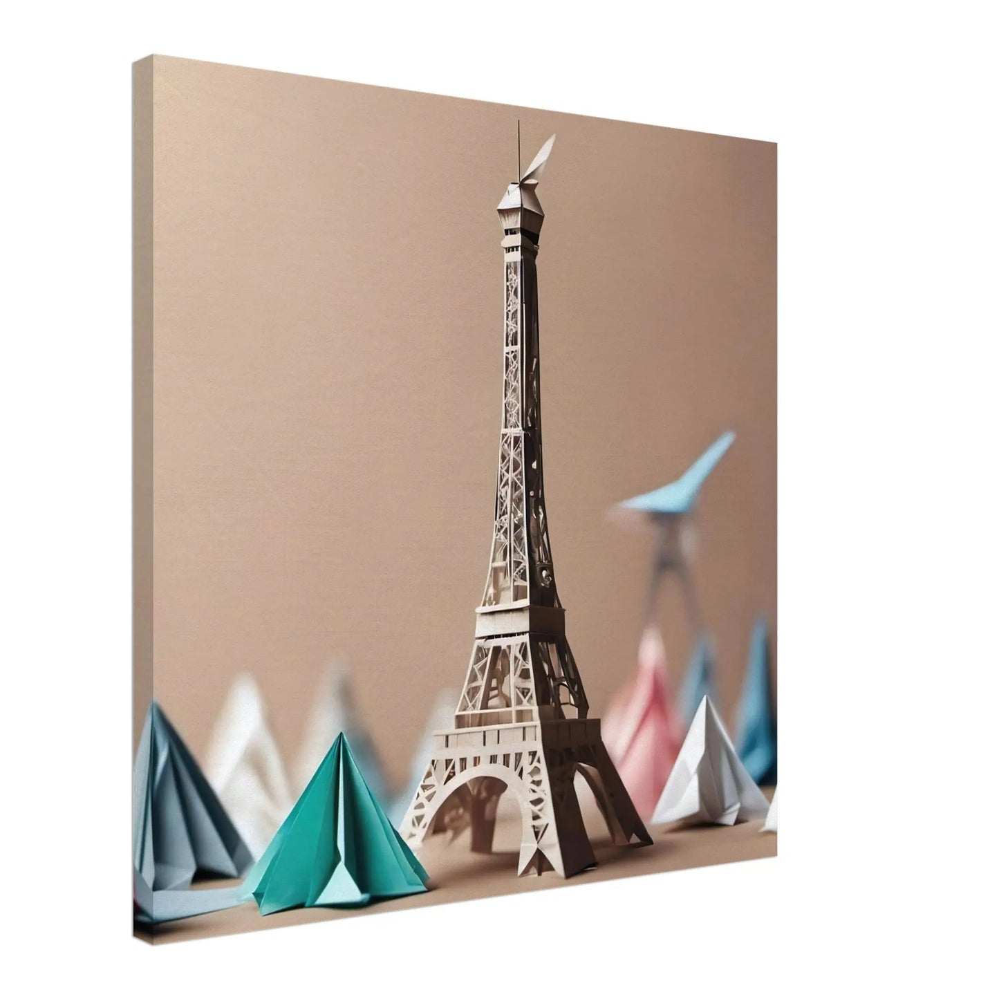 Leinwandbild - Eiffelturm - Origami Stil, KI-Kunst - RolConArt, Origami Kunst, 