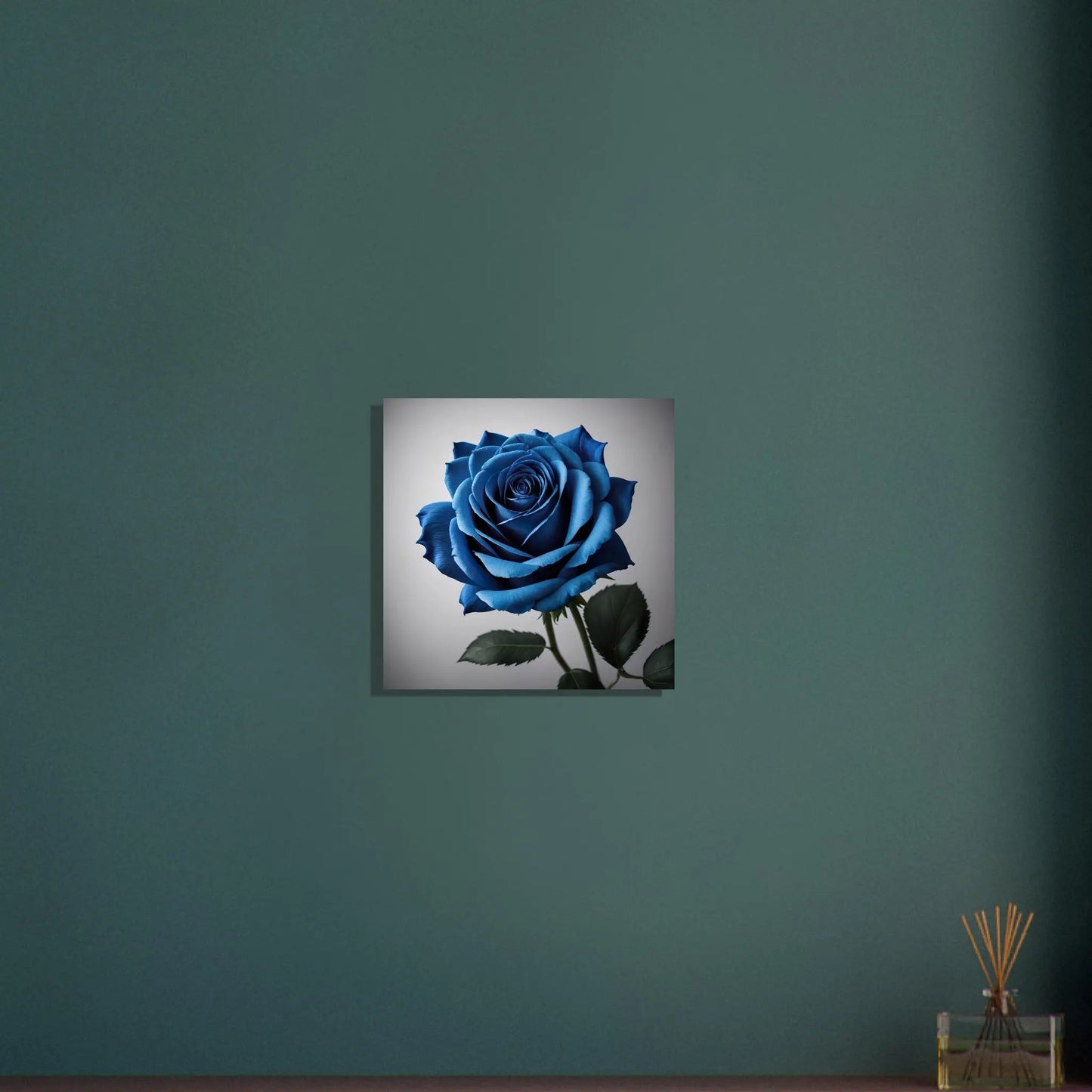 Aluminiumdruck - Blaue Rose - Foto Stil, KI-Kunst - RolConArt, Pflanzen, 40x40-cm-16x16