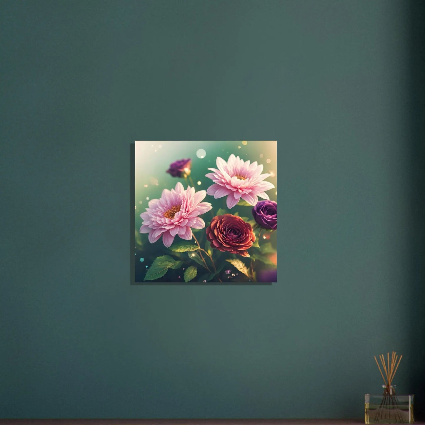 Aluminiumdruck - Blumen Vielfalt - Foto Stil, KI-Kunst - RolConArt, Pflanzen, 50x50-cm-20x20