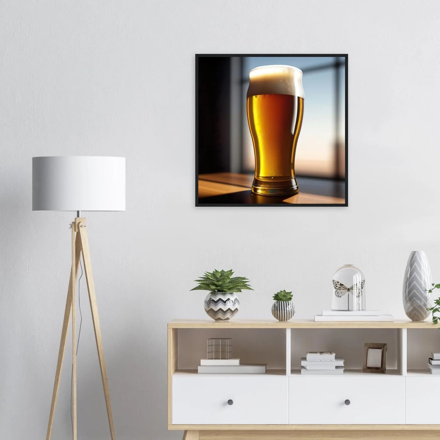 Gerahmtes Premium-Poster - Bier im Glas - Foto Stil, KI-Kunst - RolConArt, Kreative Vielfalt, 