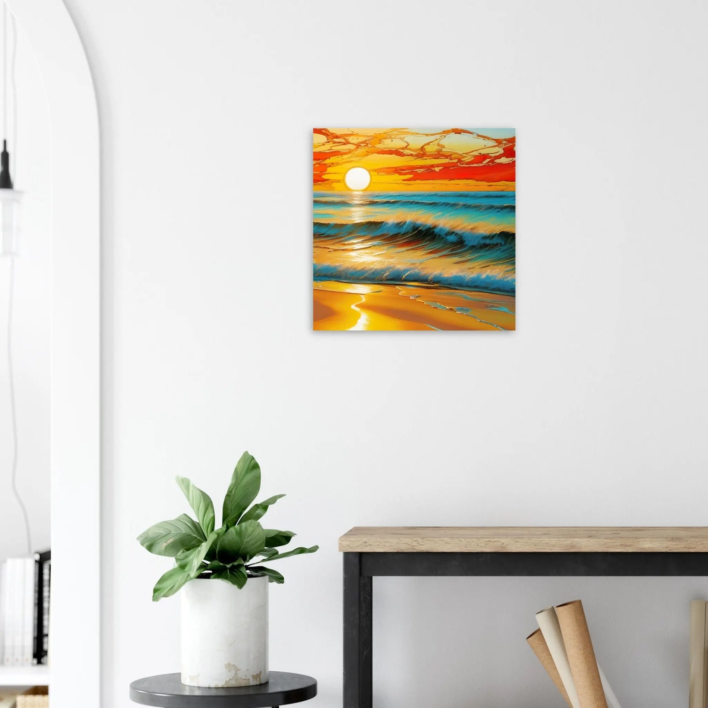 Moderner Forex-Druck - Kraftvolles Meer - Digitaler Stil, KI-Kunst - RolConArt, Landschaften, 50x50-cm-20x20-Weiß