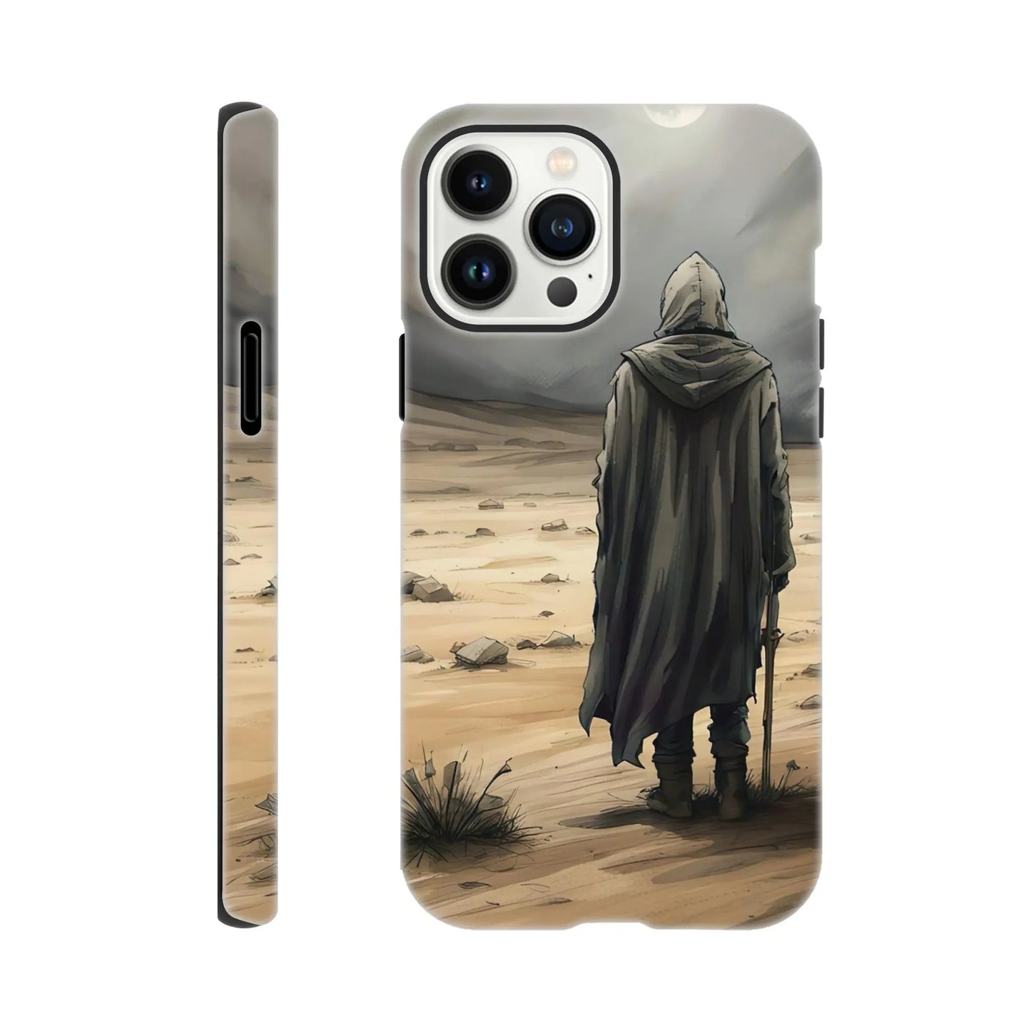 Smartphone-Hülle "Hart" - Wüstenwanderer - Malerischer Stil, KI-Kunst RolConArt, Malerischer Stil - Porträts, iPhone-13-Pro-Max