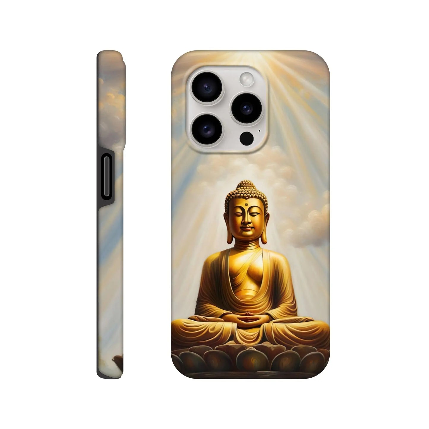 Smartphone-Hülle "Hart" - Buddha - Malerischer Stil, KI-Kunst RolConArt, Spirituelle Vielfalt, iPhone-15-Pro