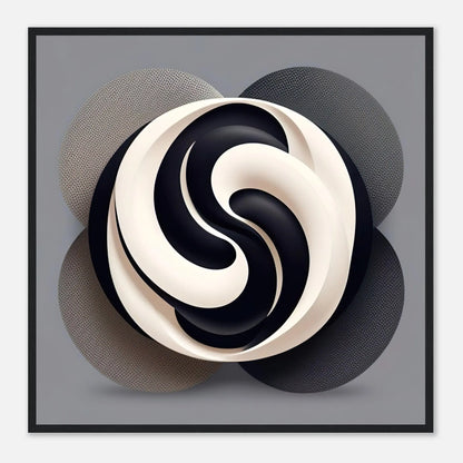 Gerahmtes Premium-Poster - Yin Yang - Digitaler Stil, KI-Kunst - RolConArt, Kreative Vielfalt, 70x70-cm-28x28-Schwarzer-Rahmen