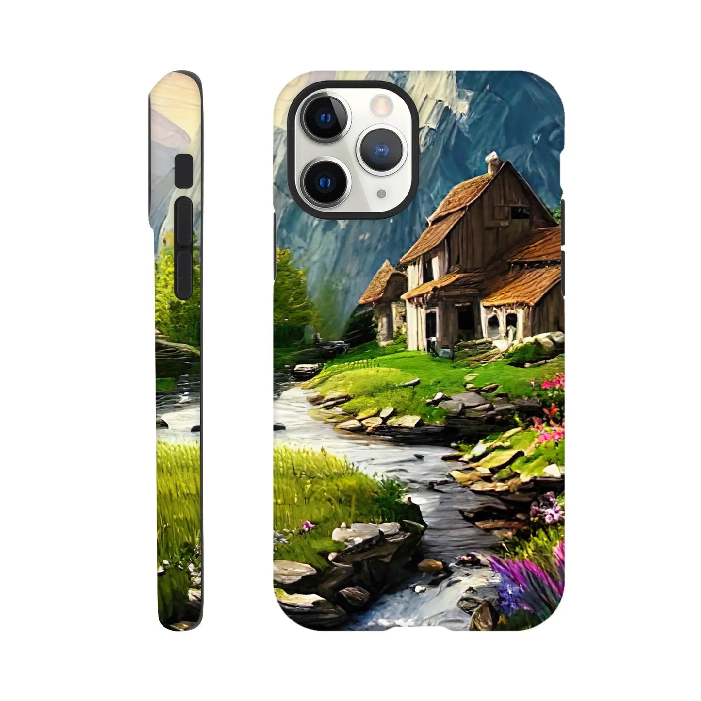 Smartphone-Hülle "Hart" - Berglandschaft - Malerischer Stil, KI-Kunst RolConArt, Landschaften, iPhone-11-Pro