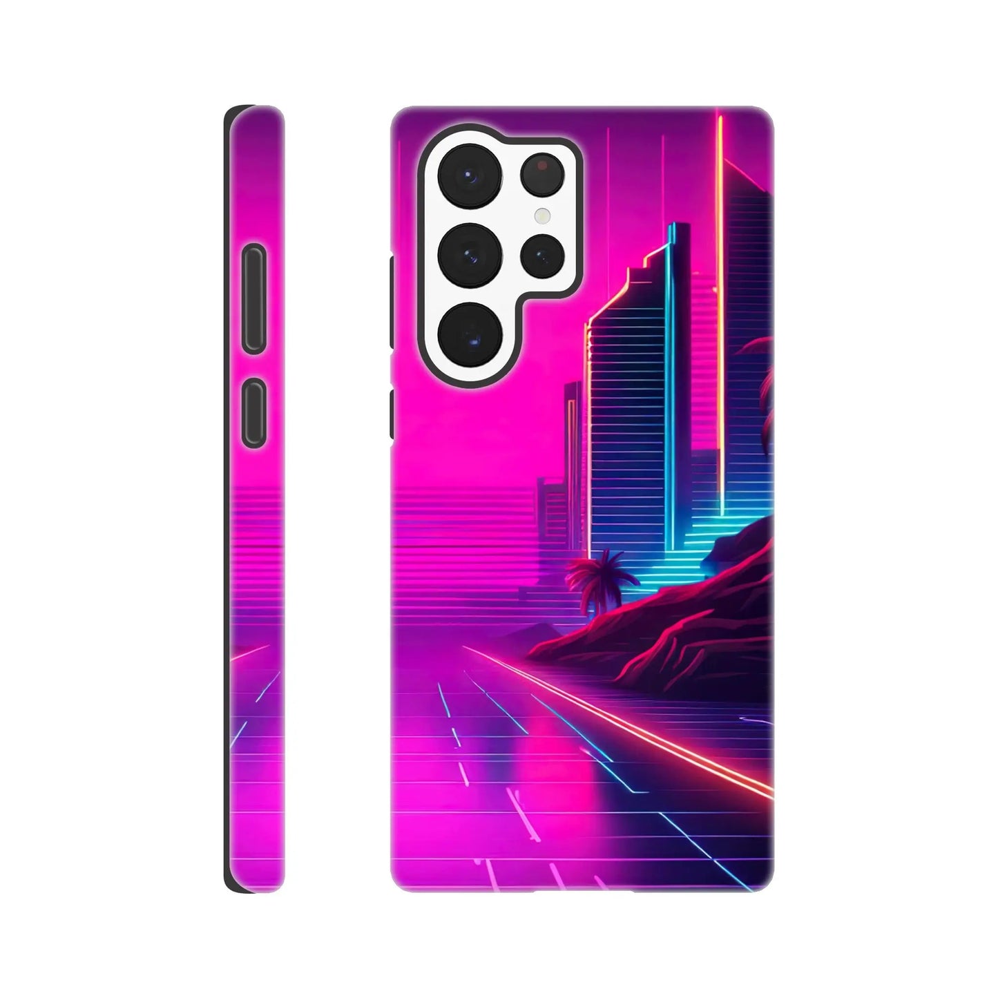 Smartphone-Hülle "Hart" - Stadtlandschaft - Neon Stil, KI-Kunst RolConArt, Neon, Galaxy-S22-Ultra