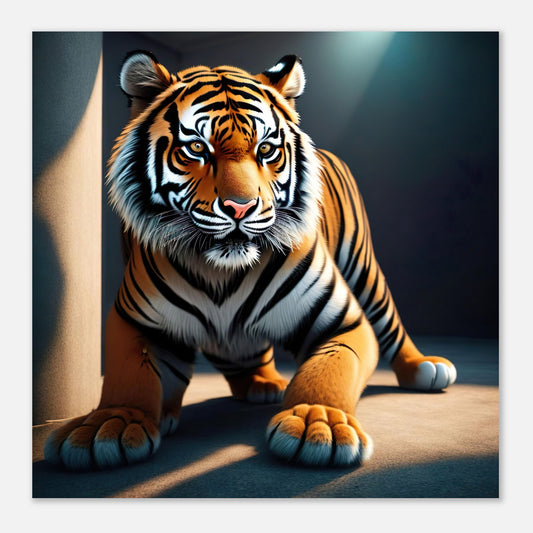 Moderner Forex-Druck - Kraftvoller Tiger - 3D-Stil, KI-Kunst - RolConArt, Tiere - Kreative Vielfalt, 