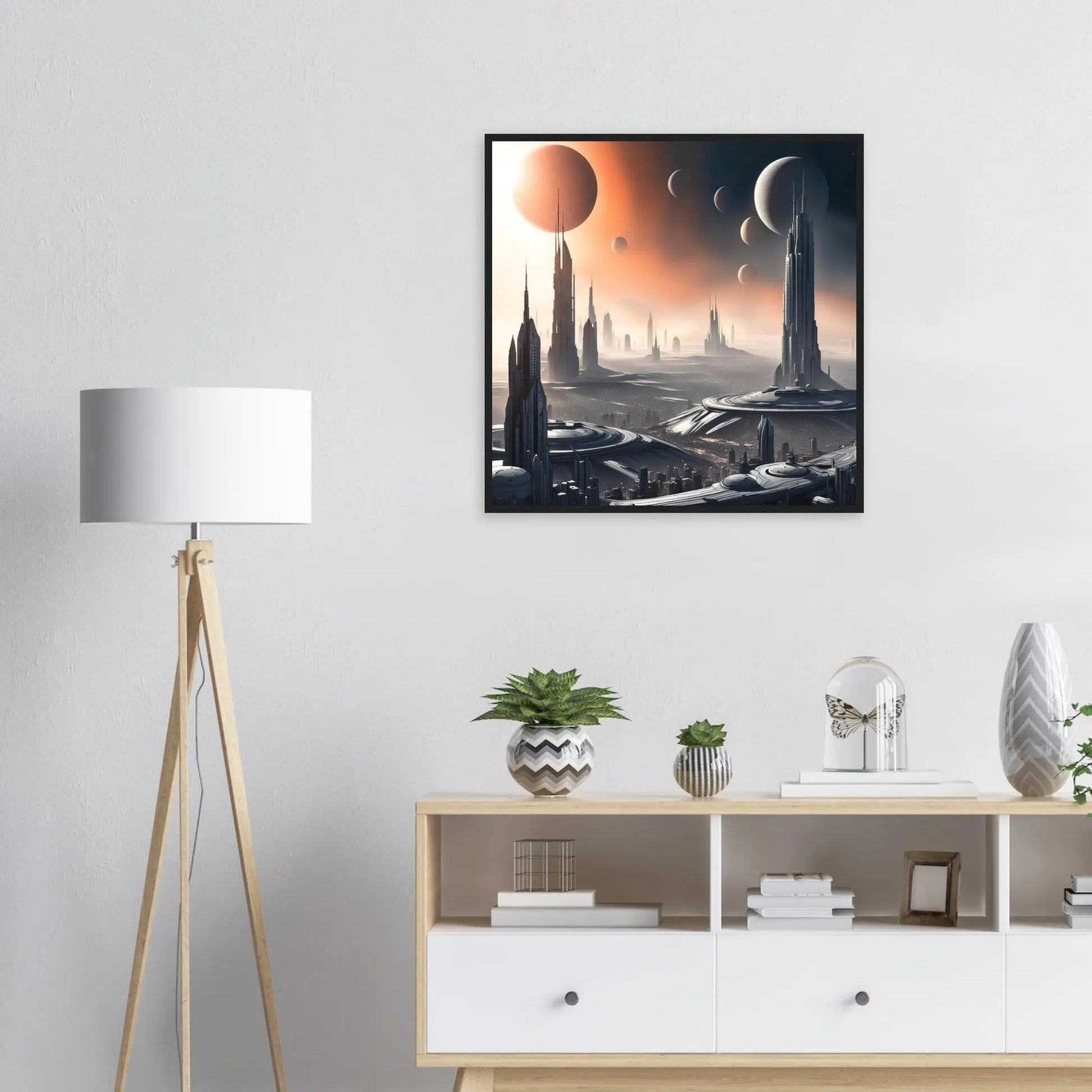 Gerahmtes Premium-Poster -Futuristische Welt- Digitaler Stil, KI-Kunst - RolConArt, Sci-Fi, 