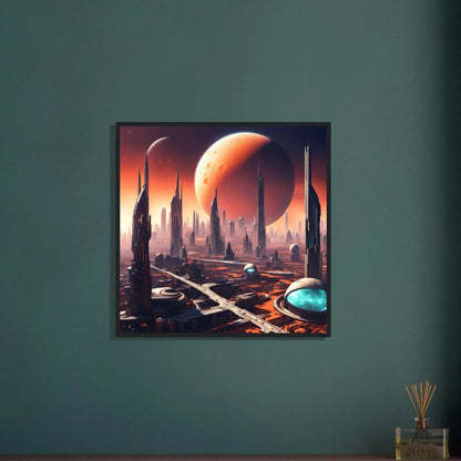 Gerahmtes Premium-Poster -Futuristische Welt- Digitaler Stil, KI-Kunst - RolConArt, Sci-Fi, 