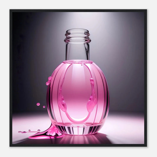 Gerahmtes Premium-Poster - Rosa Flüssigkeit - Foto Stil, KI-Kunst - RolConArt, Kreative Vielfalt, 70x70-cm-28x28-Schwarzer-Rahmen