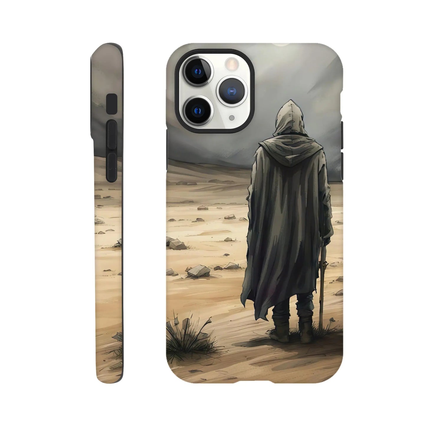 Smartphone-Hülle "Hart" - Wüstenwanderer - Malerischer Stil, KI-Kunst RolConArt, Malerischer Stil - Porträts, iPhone-11-Pro