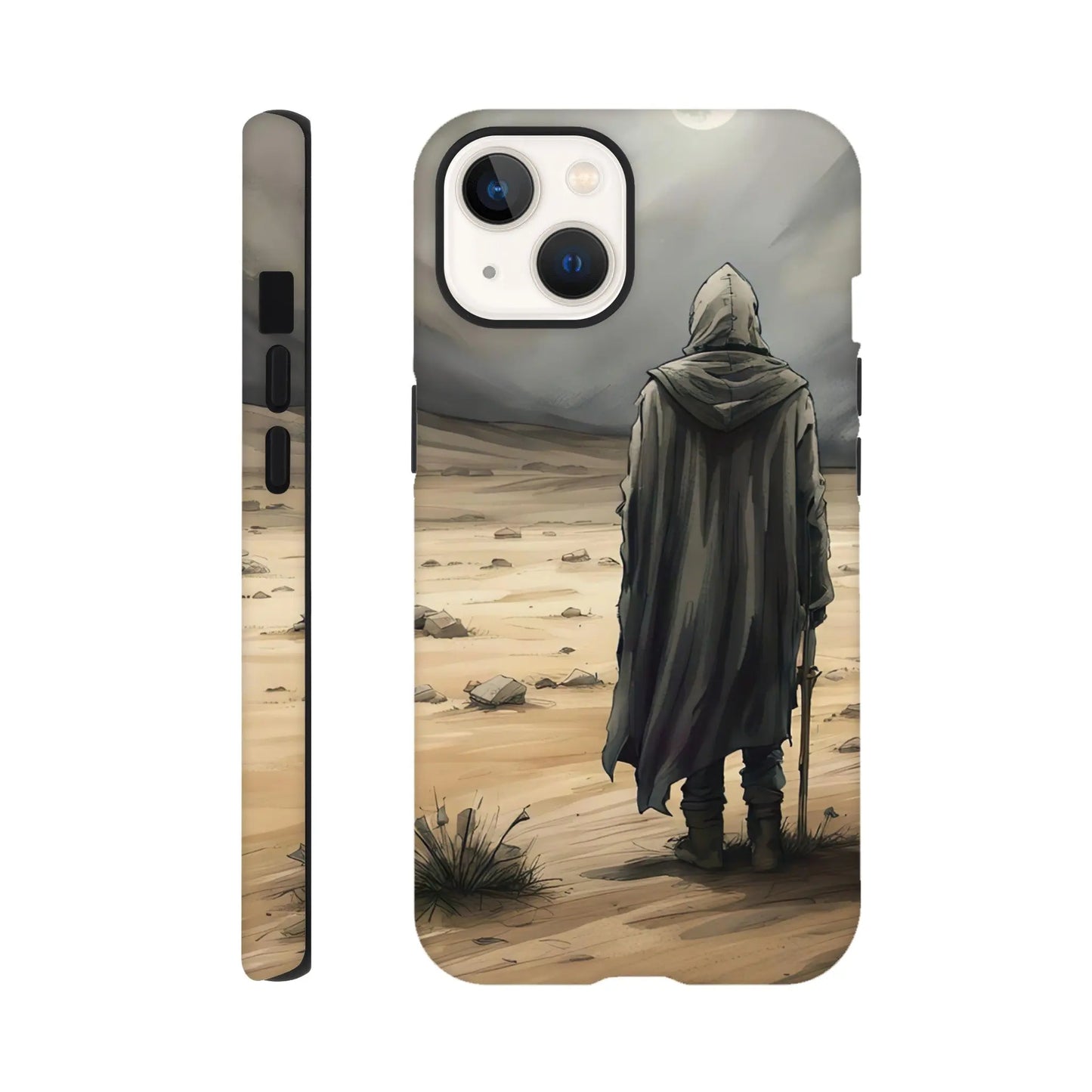 Smartphone-Hülle "Hart" - Wüstenwanderer - Malerischer Stil, KI-Kunst RolConArt, Malerischer Stil - Porträts, iPhone-13