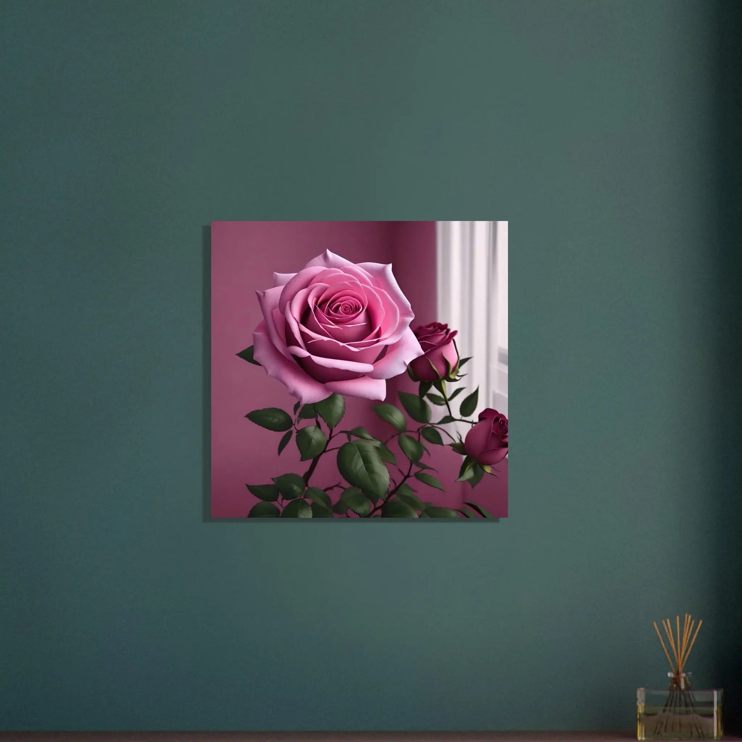 Aluminiumdruck - Rosa Rosen - Foto Stil, KI-Kunst - RolConArt, Pflanzen, 60x60-cm-24x24